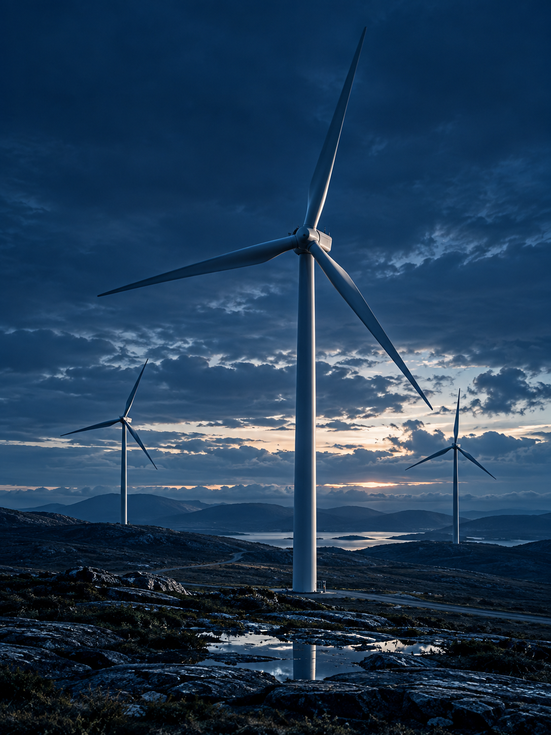 Wind turbines on a mountain landscape