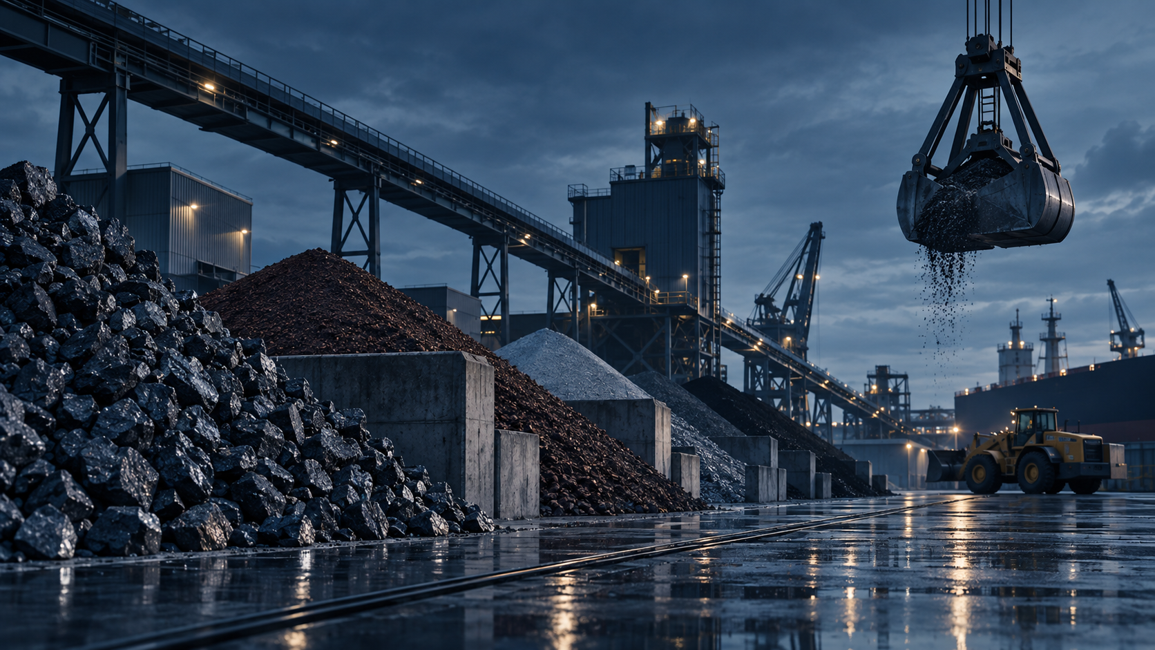Steel coils and sheets in an industrial warehouse